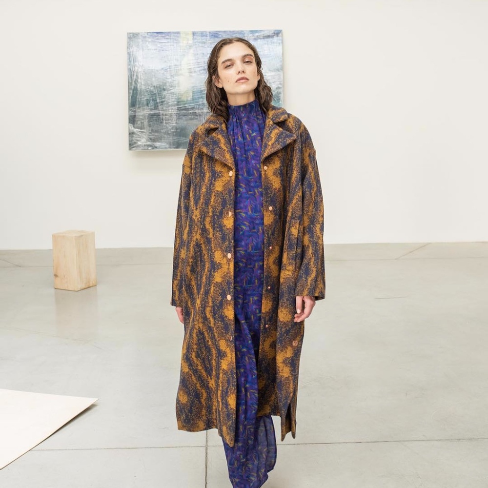 Bogdar Manda oversized coat with graphic print